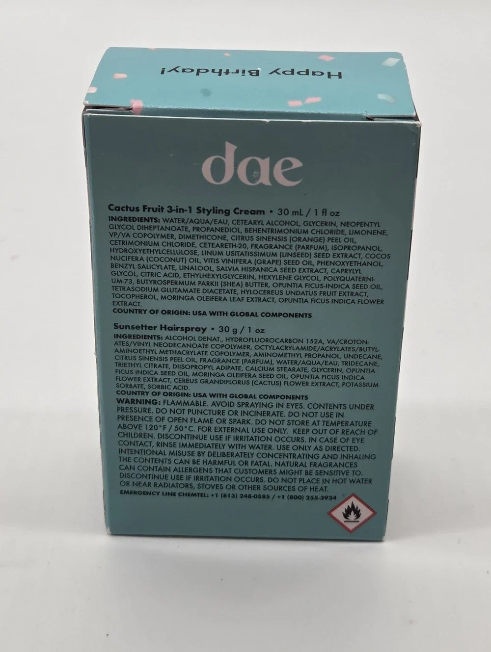 Dae Cactus Fruit 3-in-1 Styling Cream 30ml and Dae Sunsetter Hairspray 1 oz.